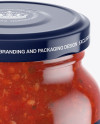 Clear Glass Jar with Meat Sauce Mockup Clear Glass Jar with Meat Sauce Mockup