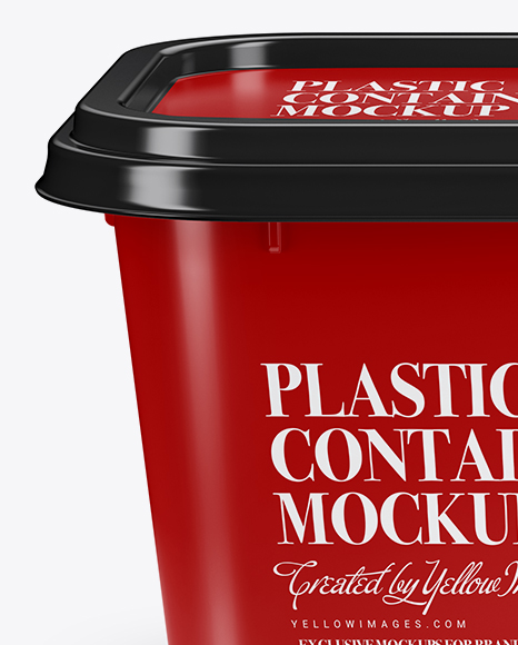 Glossy Plastic Container Mockup - Front View