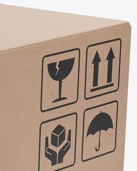 Cardboard Box Mockup - Half Side View