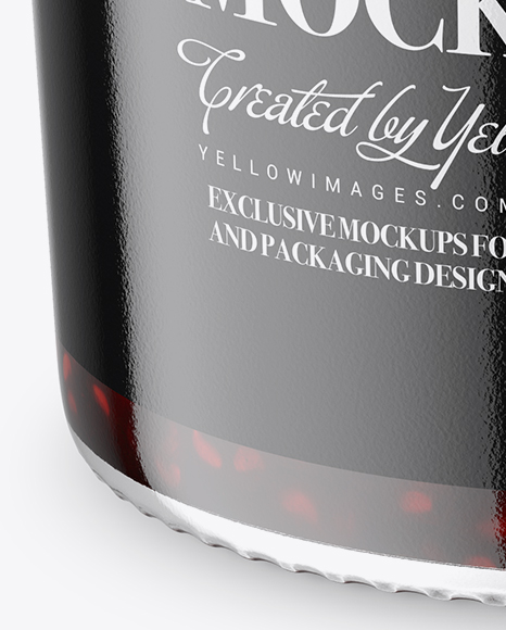 Clear Glass Jar with Raspberry Jam Mockup Clear Glass Jar with Raspberry Jam Mockup