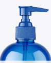 Blue Plastic Bottle with Pump Mockup