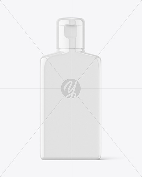 Glossy Plastic Square Bottle Mockup