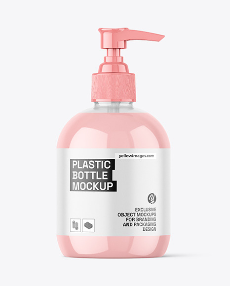 Clear Plastic Bottle with Pump Mockup