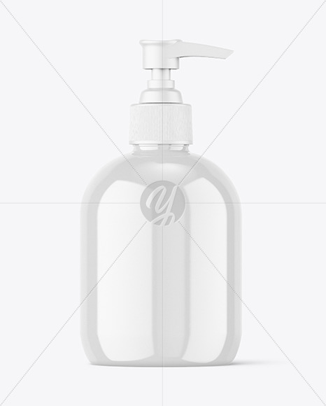 Glossy Plastic Bottle with Pump Mockup