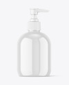 Glossy Plastic Bottle with Pump Mockup Glossy Plastic Bottle with Pump Mockup