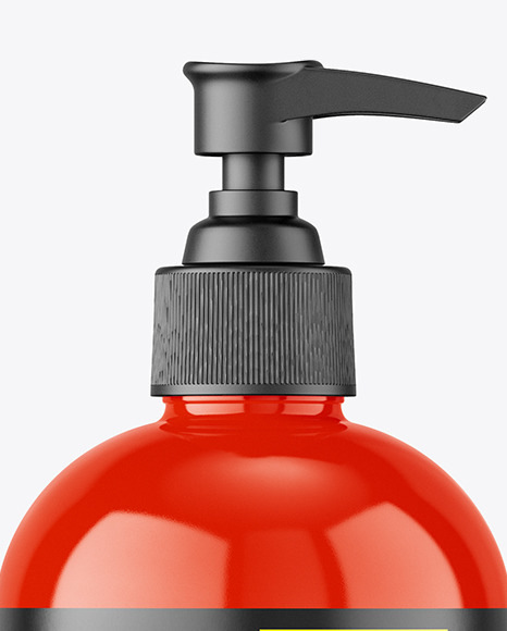 Glossy Plastic Bottle with Pump Mockup Glossy Plastic Bottle with Pump Mockup