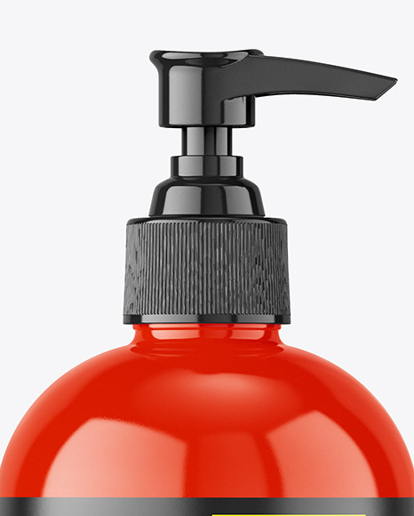 Glossy Plastic Bottle with Pump Mockup