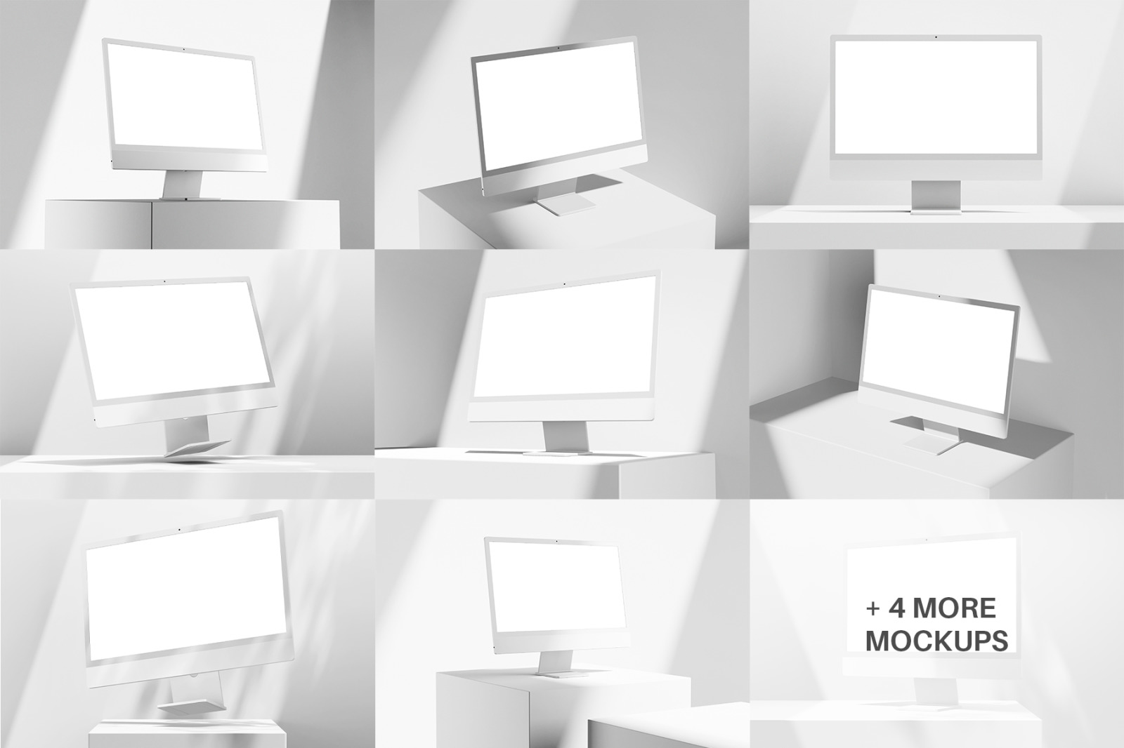 iMac 24 Inch Screen Minimal Modern Scene PSD Mockup Pack iMac 24 Inch Screen Minimal Modern Scene PSD Mockup Pack
