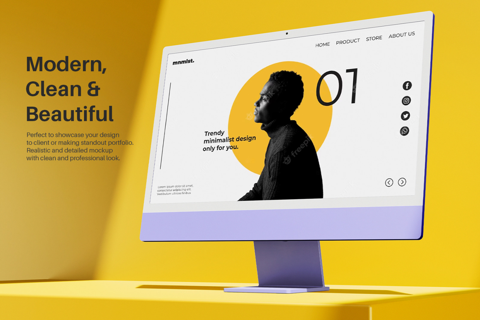 iMac 24 Inch Screen Minimal Modern Scene PSD Mockup Pack iMac 24 Inch Screen Minimal Modern Scene PSD Mockup Pack