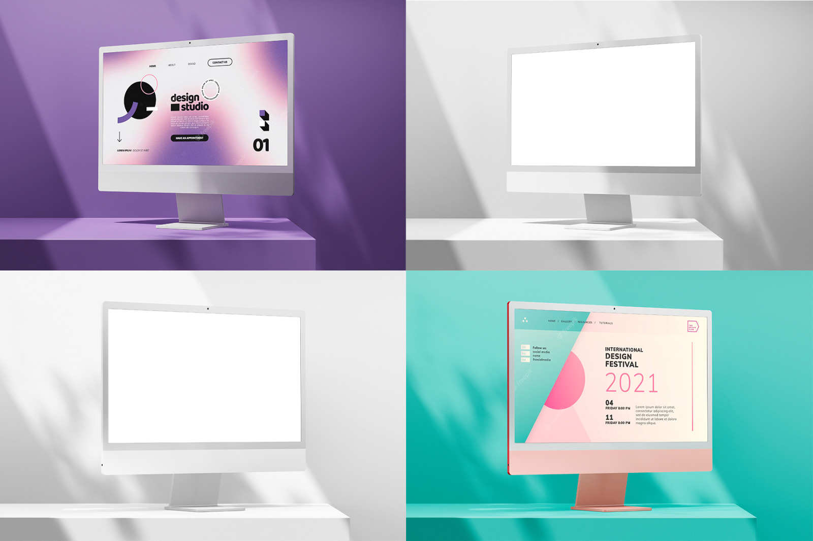 iMac 24 Inch Screen Minimal Modern Scene PSD Mockup Pack