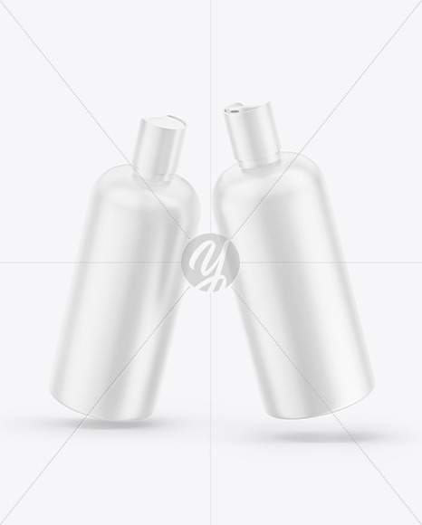 Two Matte Shampoo Bottles Mockup