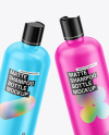 Two Matte Shampoo Bottles Mockup