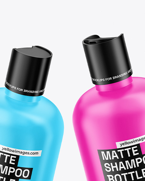 Two Matte Shampoo Bottles Mockup