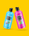 Two Matte Shampoo Bottles Mockup