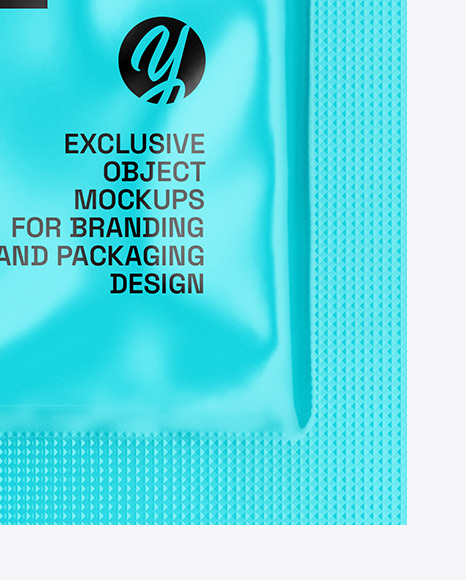 Glossy Square Sachet Mockup