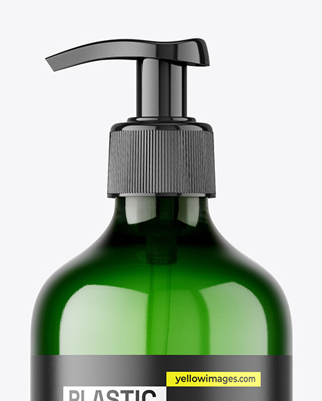 Green Plastic Bottle with Pump Mockup