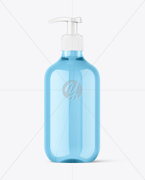 Clear Plastic Bottle with Pump Mockup