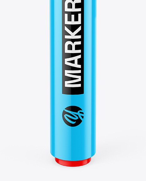 Glossy Permanent Marker Mockup - High Angle Shot View - Free Download