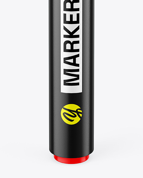 Glossy Permanent Marker Mockup - High Angle Shot View - Free Download