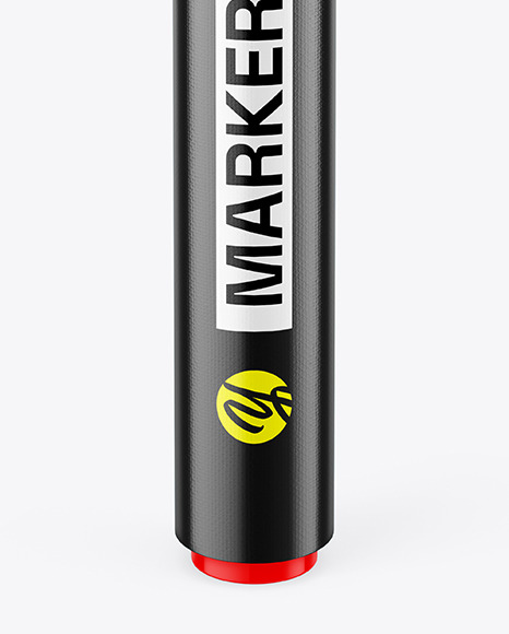 Glossy Permanent Marker Mockup - High Angle Shot View