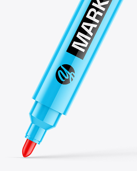 Opened Glossy Permanent Marker Mockup