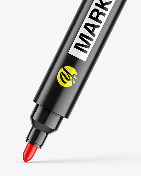 Opened Glossy Permanent Marker Mockup