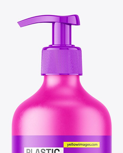 Matte Plastic Bottle with Pump Mockup