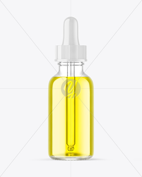 Clear Glass Dropper Bottle with Oil Mockup