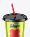 Metallic Cup With Straw Mockup