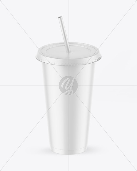 Matte Cup With Straw Mockup