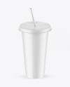 Matte Cup With Straw Mockup