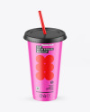 Matte Cup With Straw Mockup