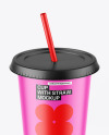 Matte Cup With Straw Mockup