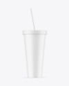 Matte Cup With Straw Mockup