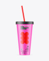 Matte Cup With Straw Mockup