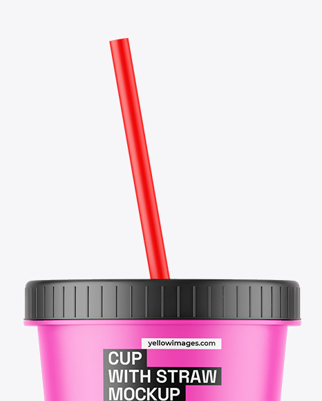 Matte Cup With Straw Mockup