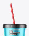 Matte Metallic Cup With Straw Mockup