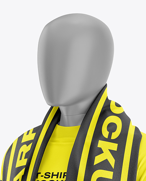 Fan Kit with Scarf Mockup - Half Side View