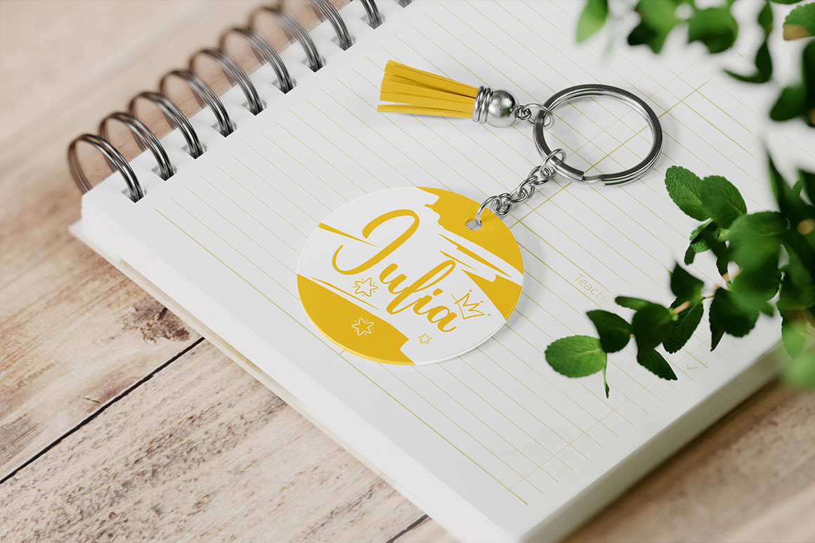 Round Keychain with Tassel Mockup