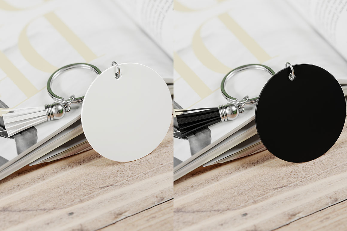 Round Keychain with Tassel Mockup