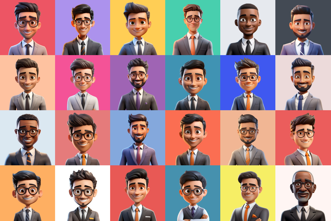 125 Animoji Style Avatars - Businessman