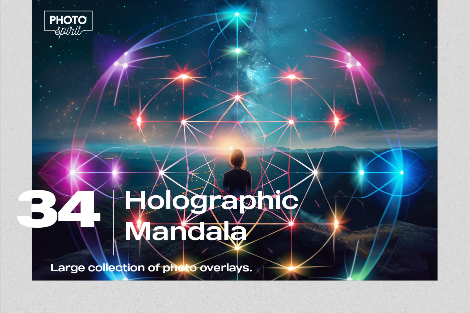 34 Holographic Mandala Effect Photo Overlays