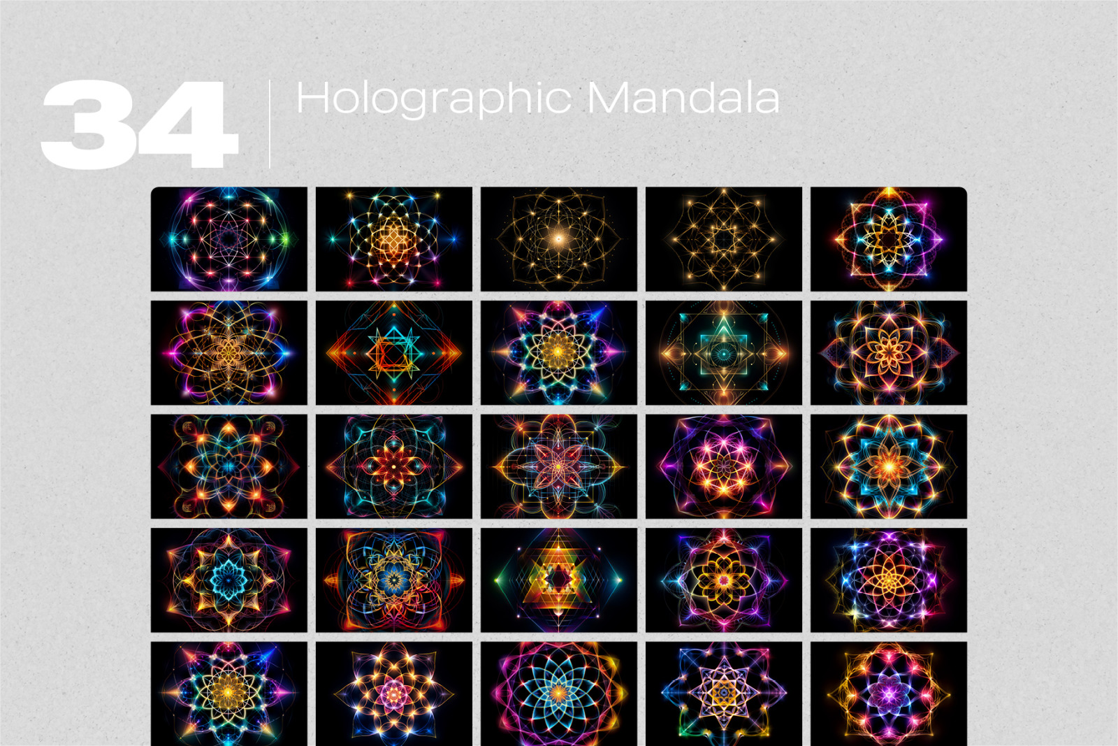 34 Holographic Mandala Effect Photo Overlays