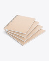 Four Kraft Paper Spring Notebooks Mockup