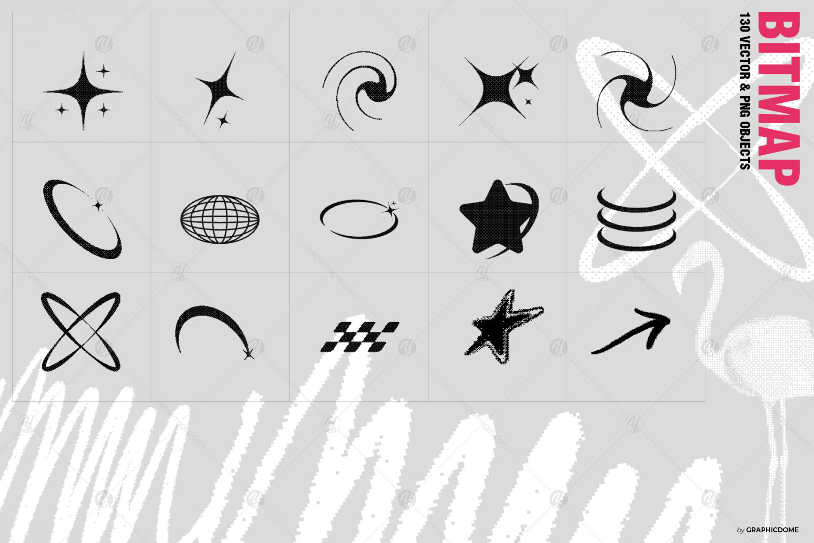 130 Dither Bitmap Vector &amp; PNG Set