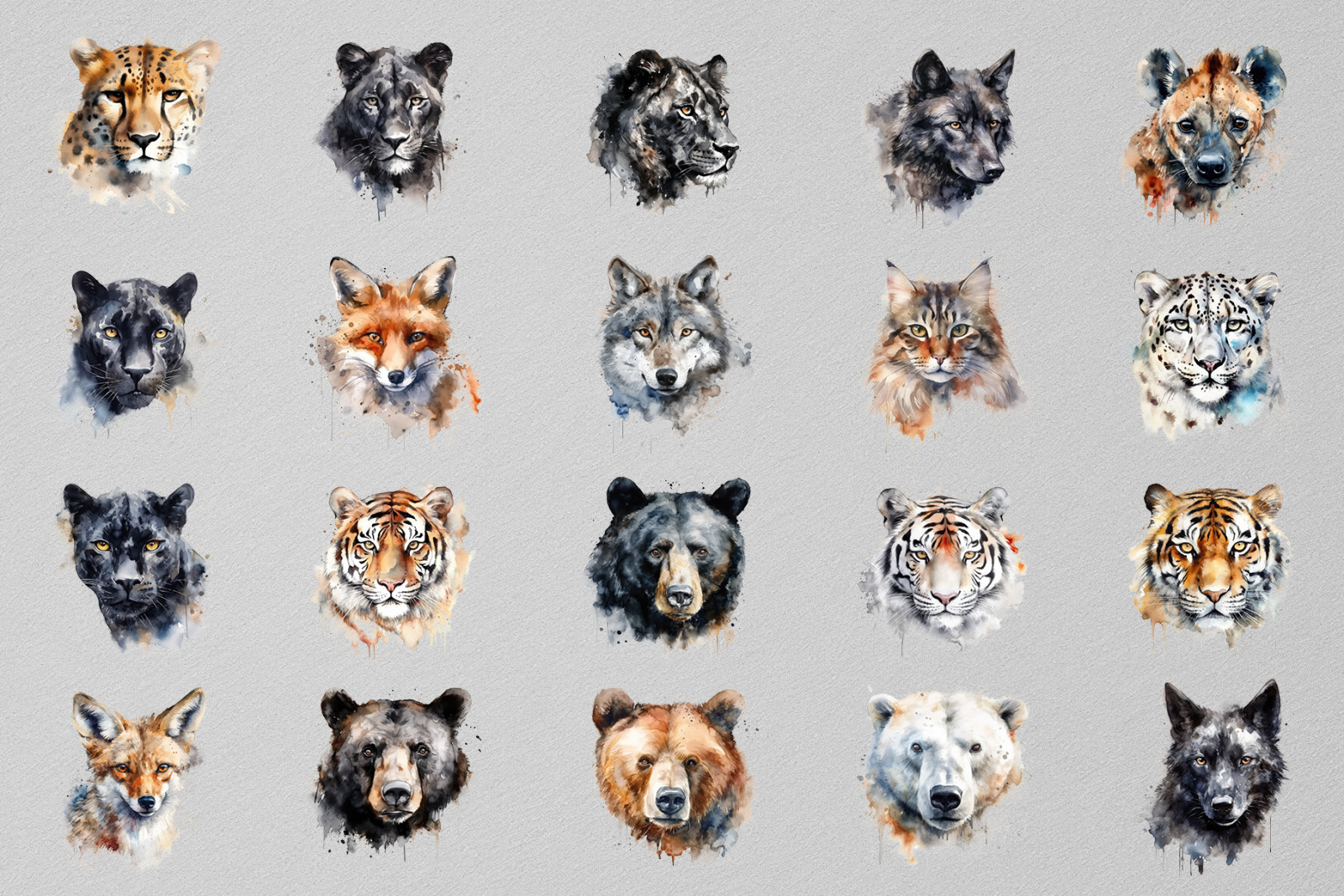 100 Watercolor Animal Portraits