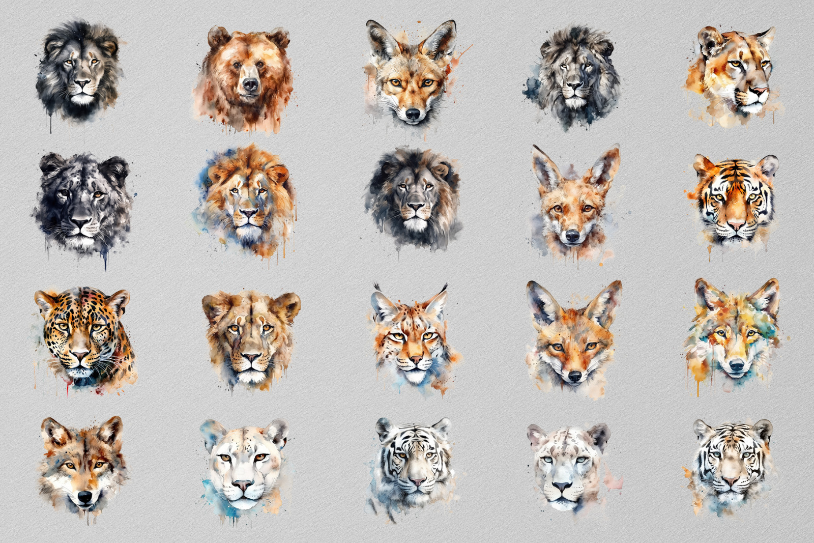 100 Watercolor Animal Portraits