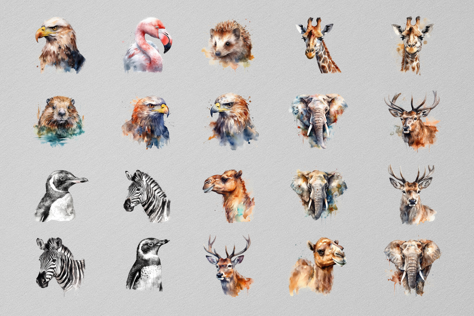 100 Watercolor Animal Portraits