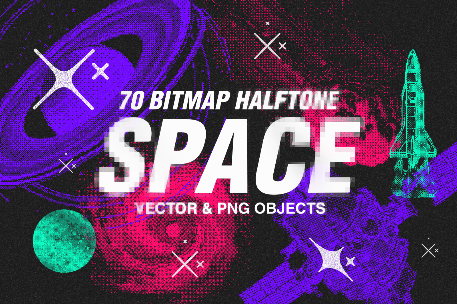 70 Space Bitmap Dither Vector &amp; PNG