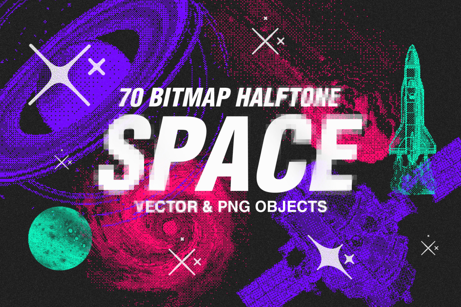 70 Space Bitmap Dither Vector &amp; PNG